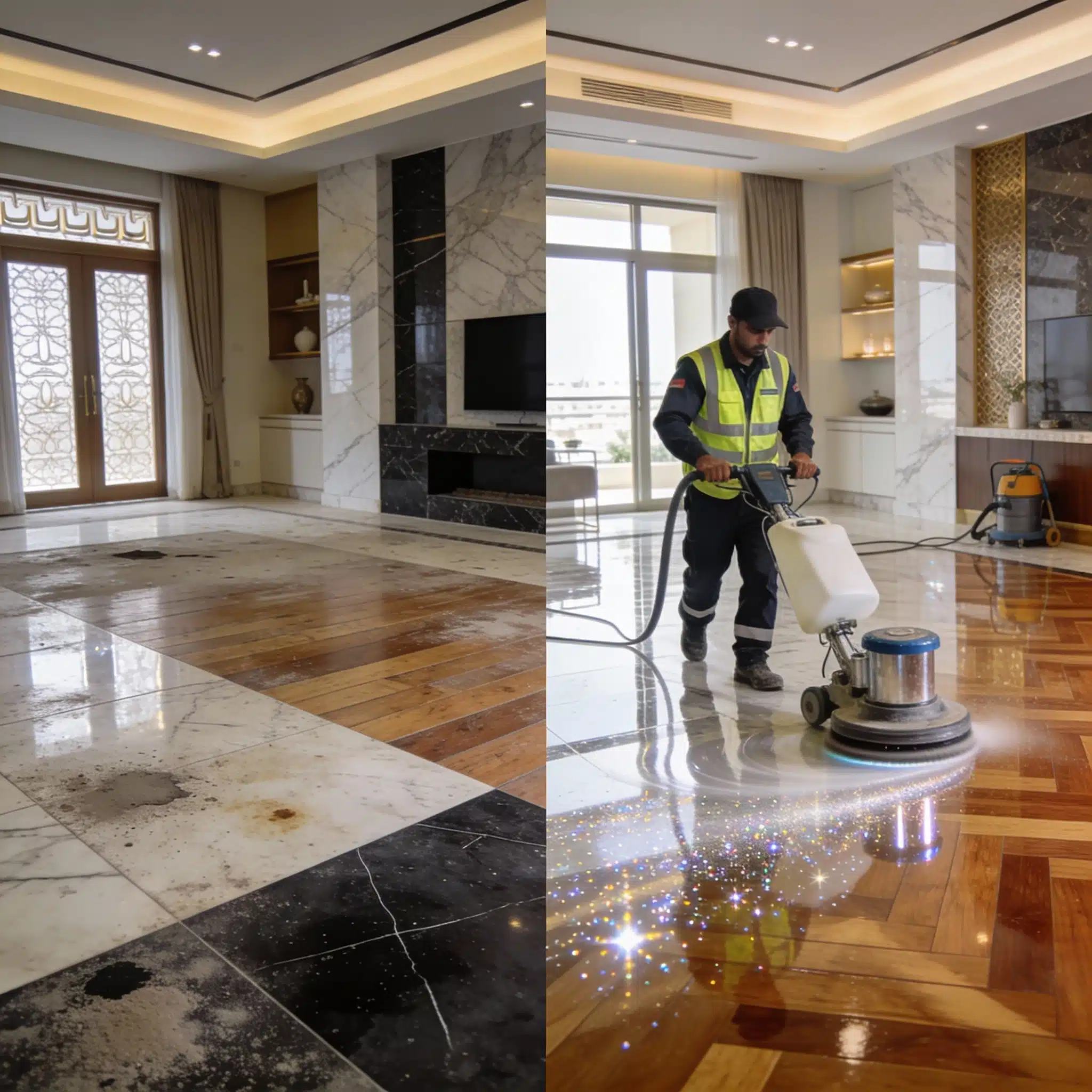 تنظيف وتلميع الأرضيات