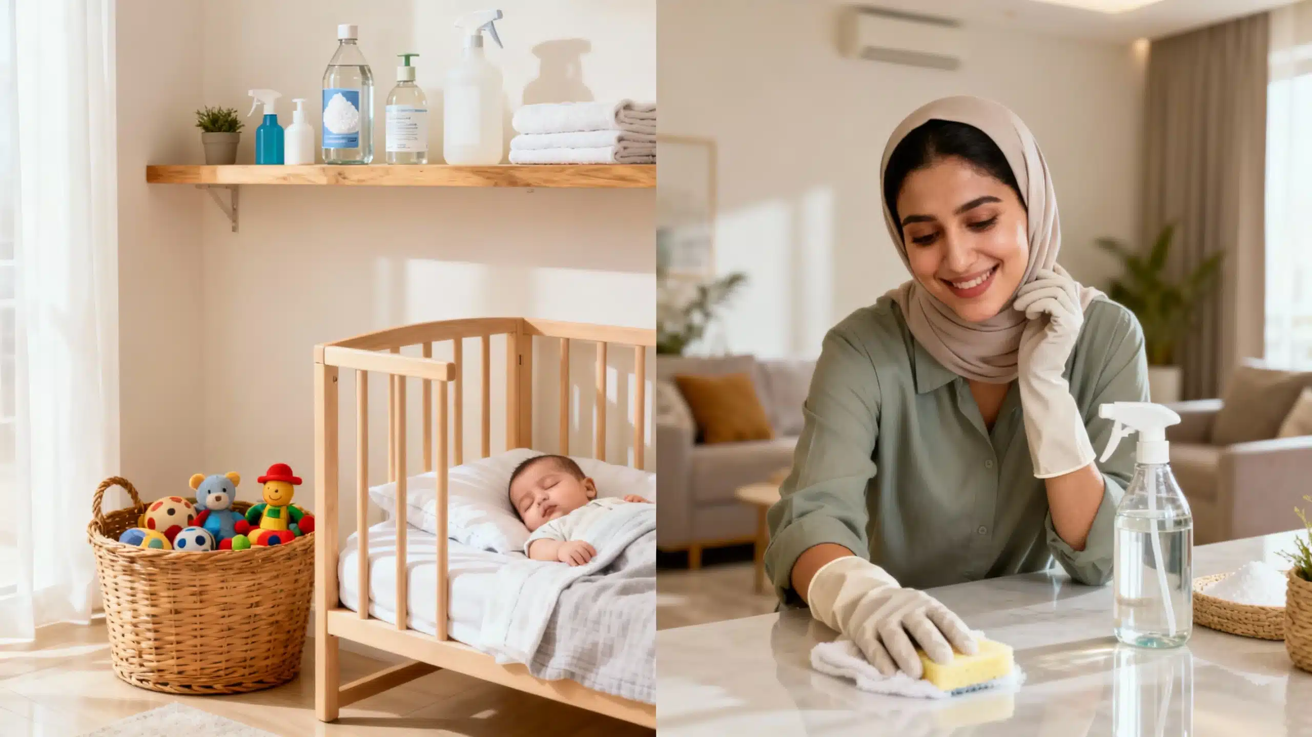 تنظيف منازل مع أطفال رضع
