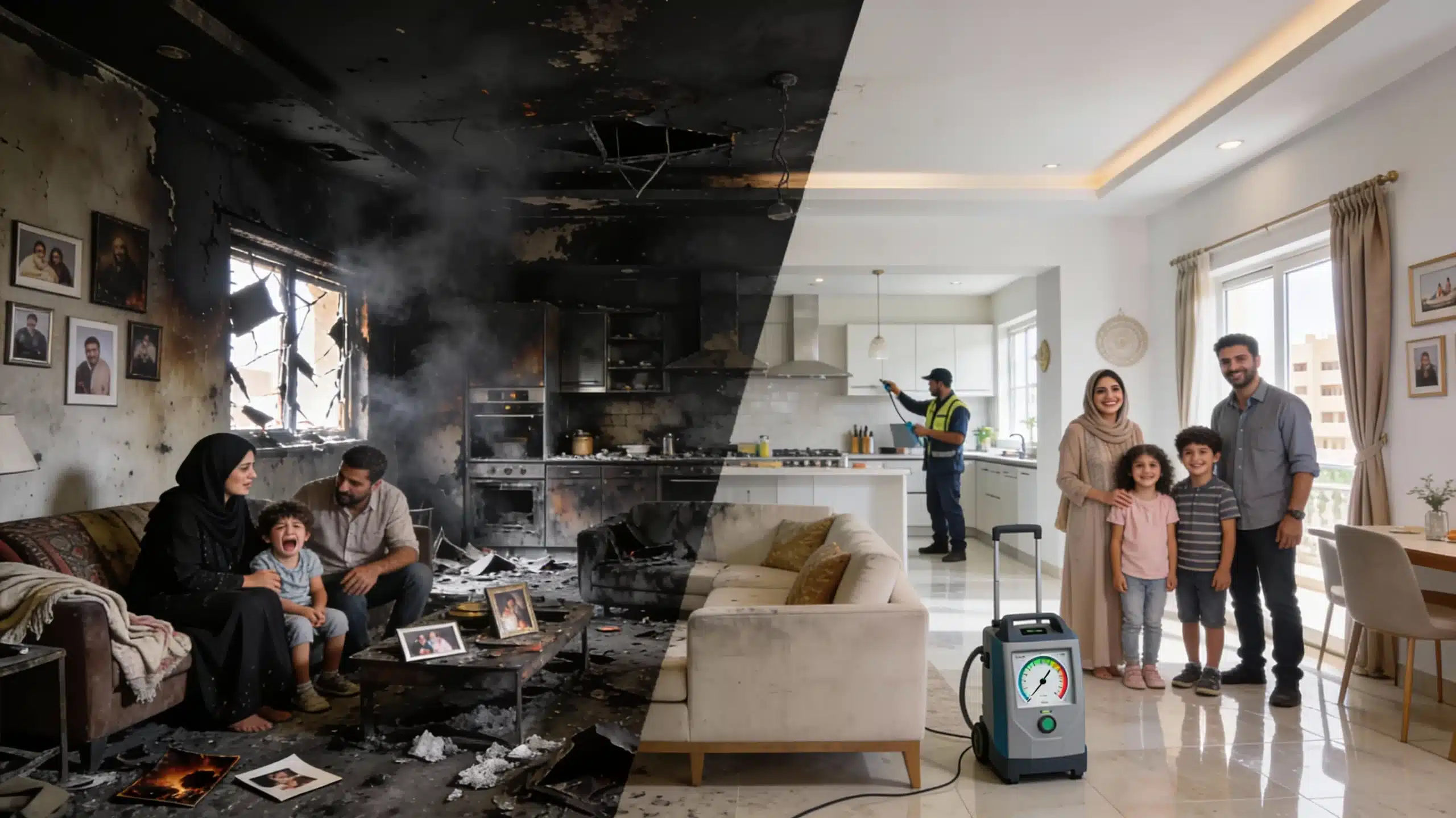 إزالة آثار الحريق في المهبولة