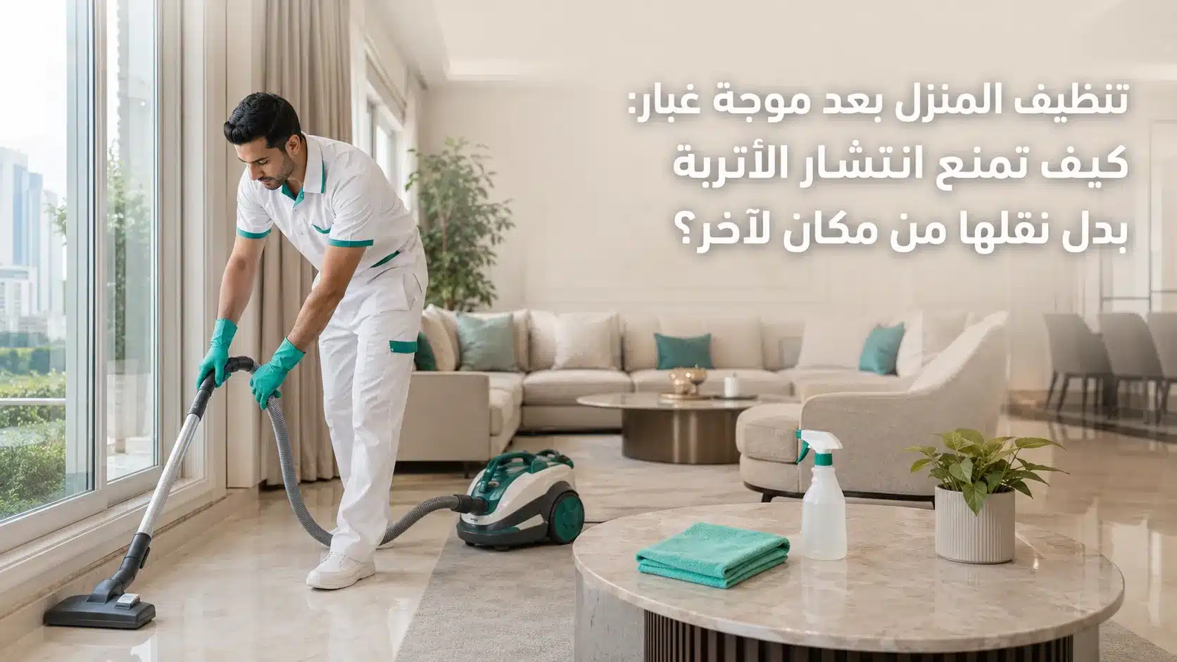 تنظيف المنزل بعد الغبار