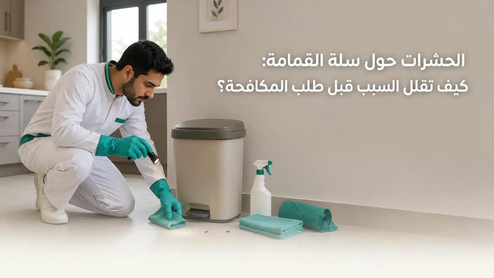 الحشرات حول سلة القمامة