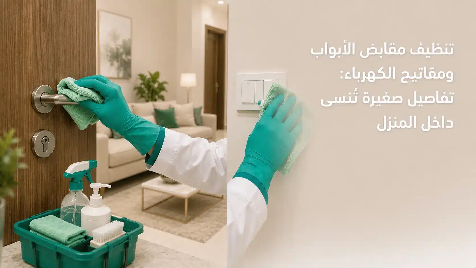 تنظيف مقابض الأبواب ومفاتيح الكهرباء داخل المنزل