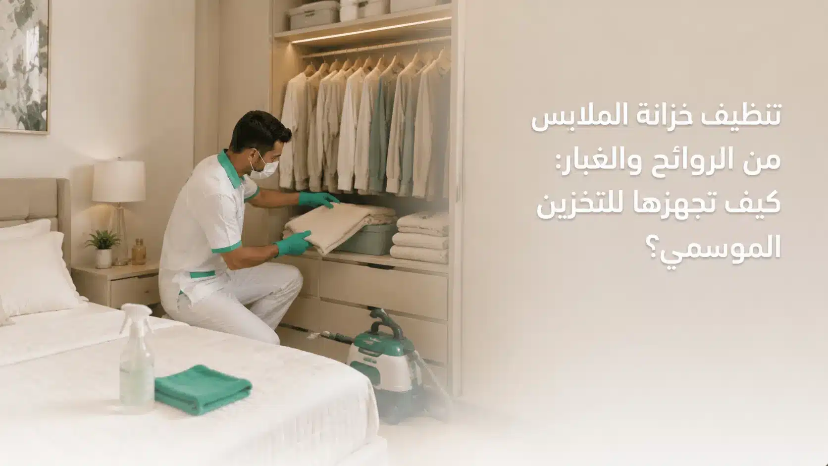 تنظيف خزانة الملابس من الغبار والروائح قبل التخزين الموسمي