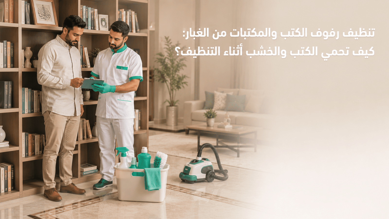تنظيف رفوف الكتب والمكتبات من الغبار بقطعة مايكروفايبر