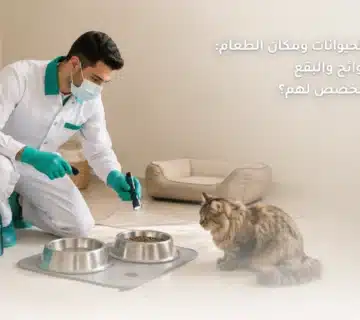 تنظيف أوعية الحيوانات ومكان الطعام داخل المنزل