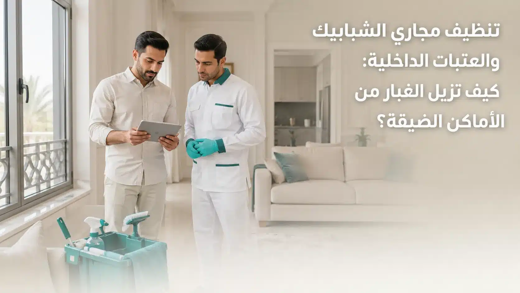 تنظيف مجاري الشبابيك والعتبات الداخلية من الغبار