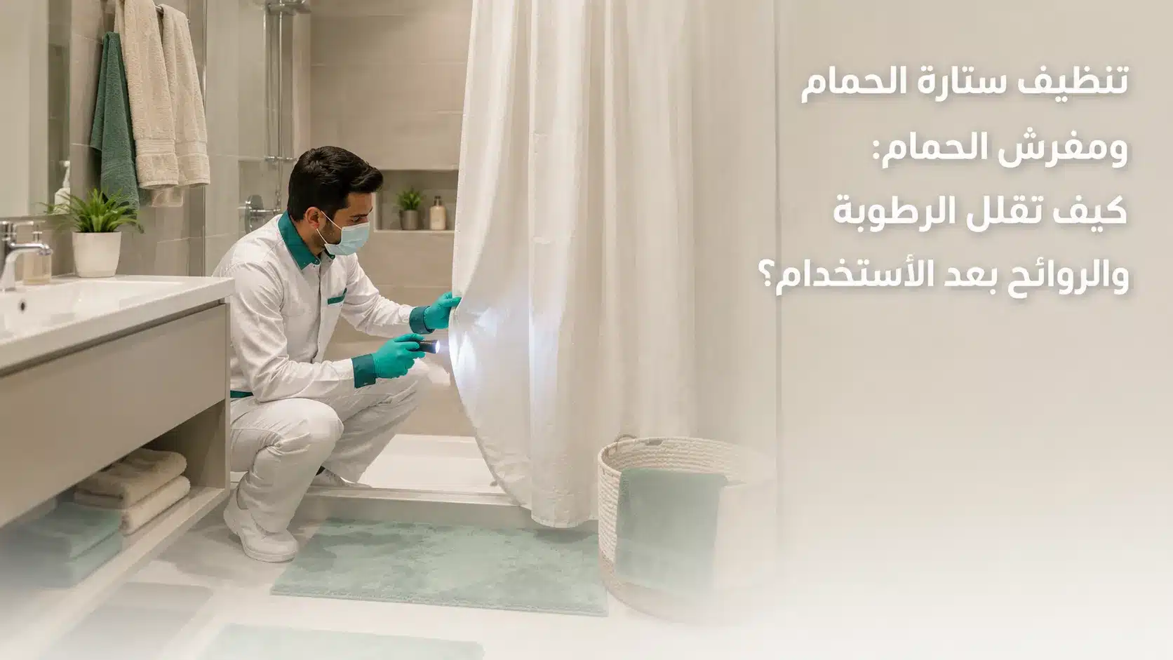 تنظيف ستارة الحمام ومفرش الحمام من الرطوبة والروائح