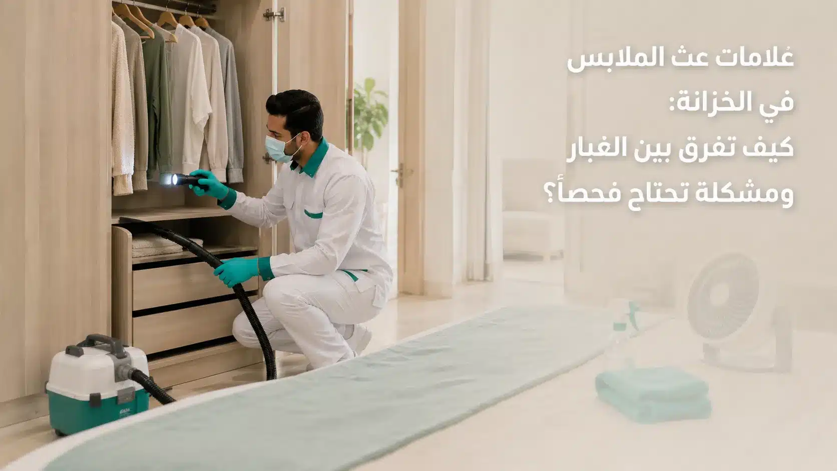 علامات عث الملابس داخل الخزانة وعلى الأقمشة