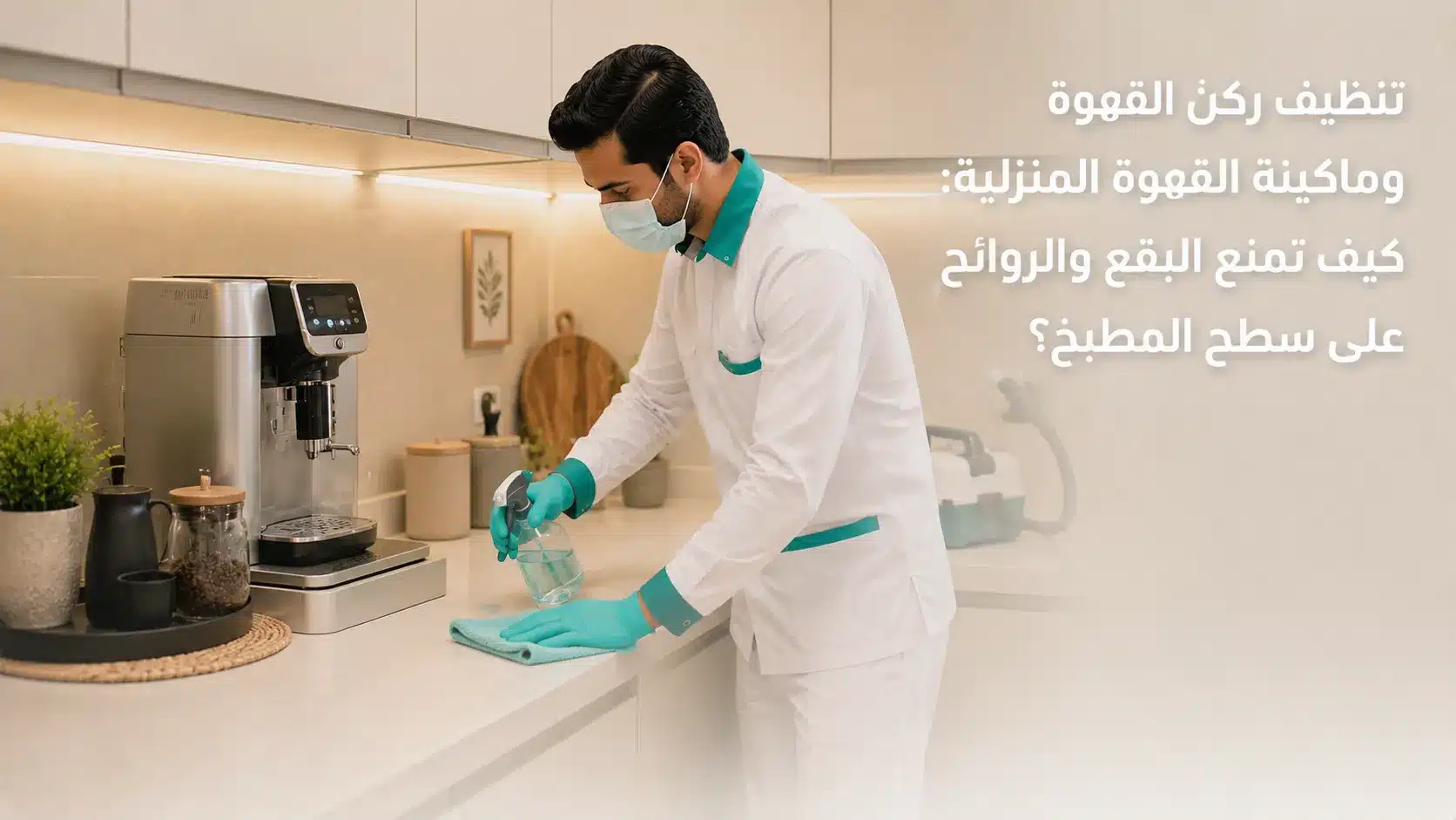 تنظيف ركن القهوة وماكينة القهوة المنزلية من البقع وبقايا البن