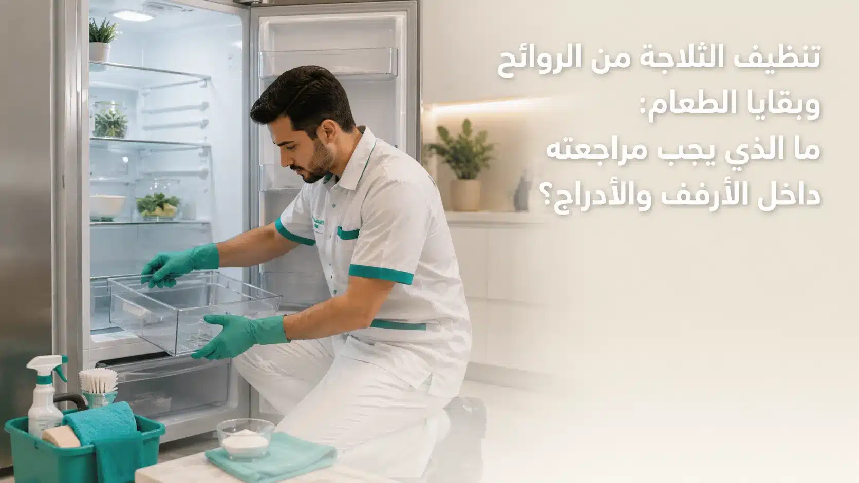 تنظيف الثلاجة من الروائح وبقايا الطعام داخل الأرفف