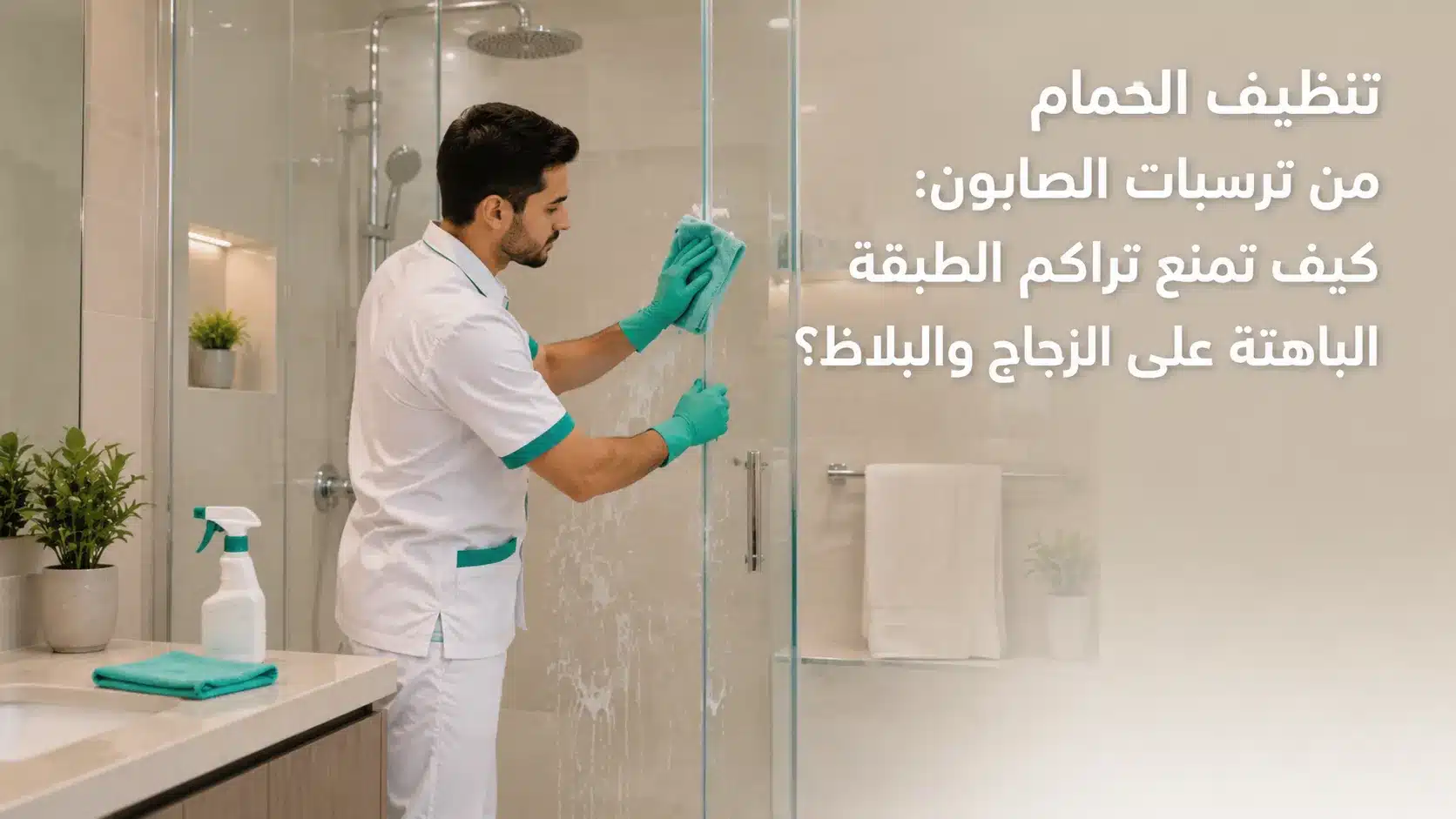 تنظيف ترسبات الصابون من زجاج الحمام والبلاط