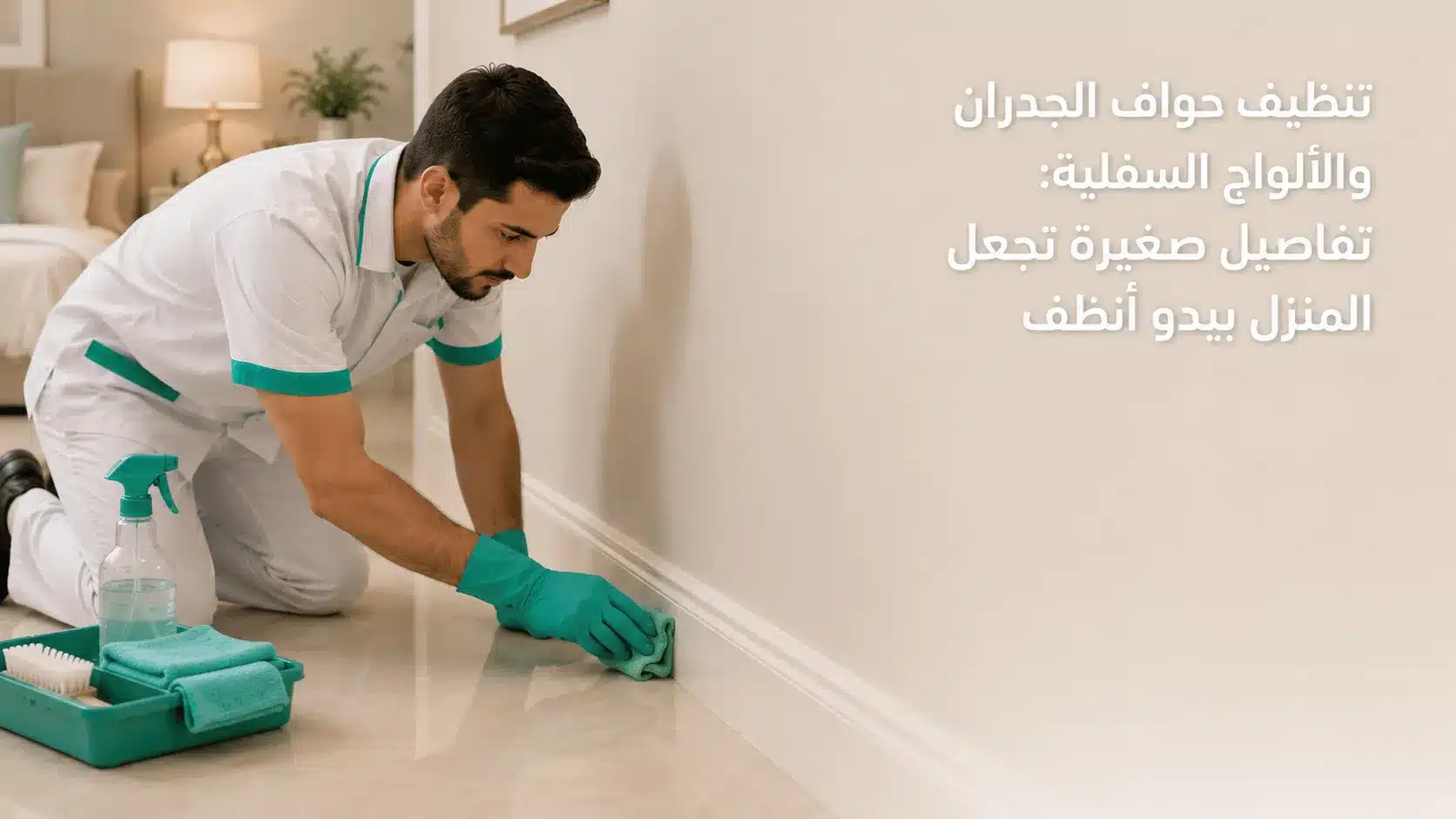 تنظيف حواف الجدران والألواح السفلية من الغبار