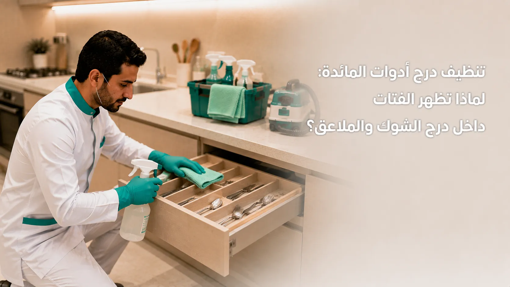 تنظيف درج أدوات المائدة ومنظم الشوك والملاعق
