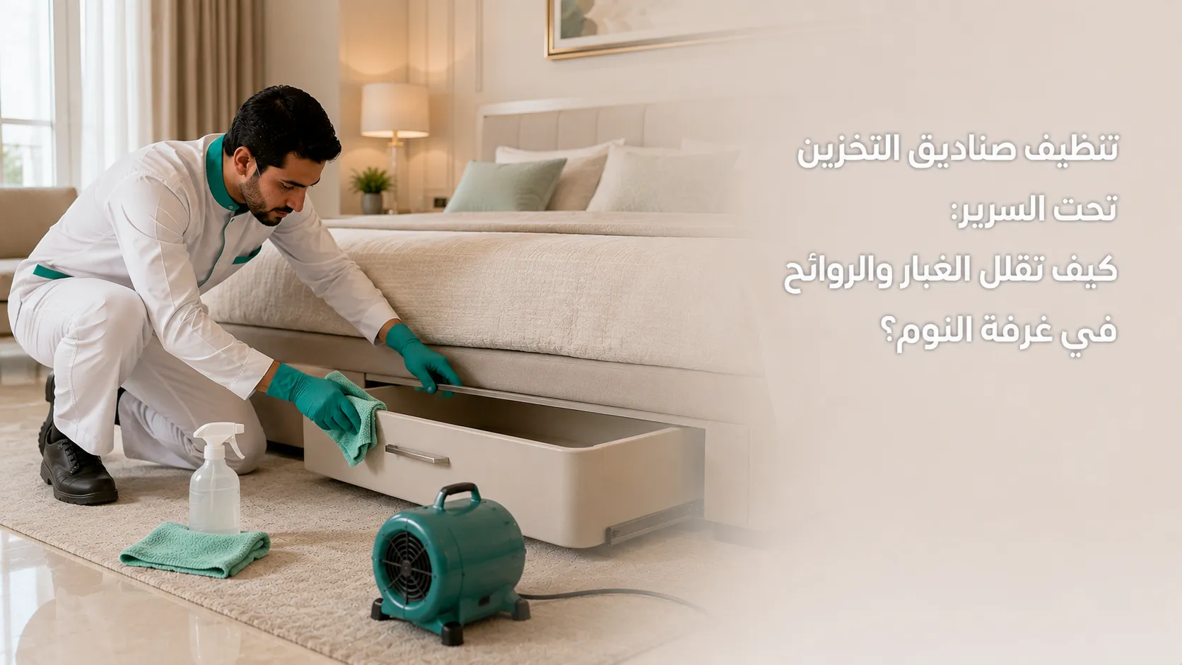 تنظيف التخزين تحت السرير وصناديق الملابس من الغبار