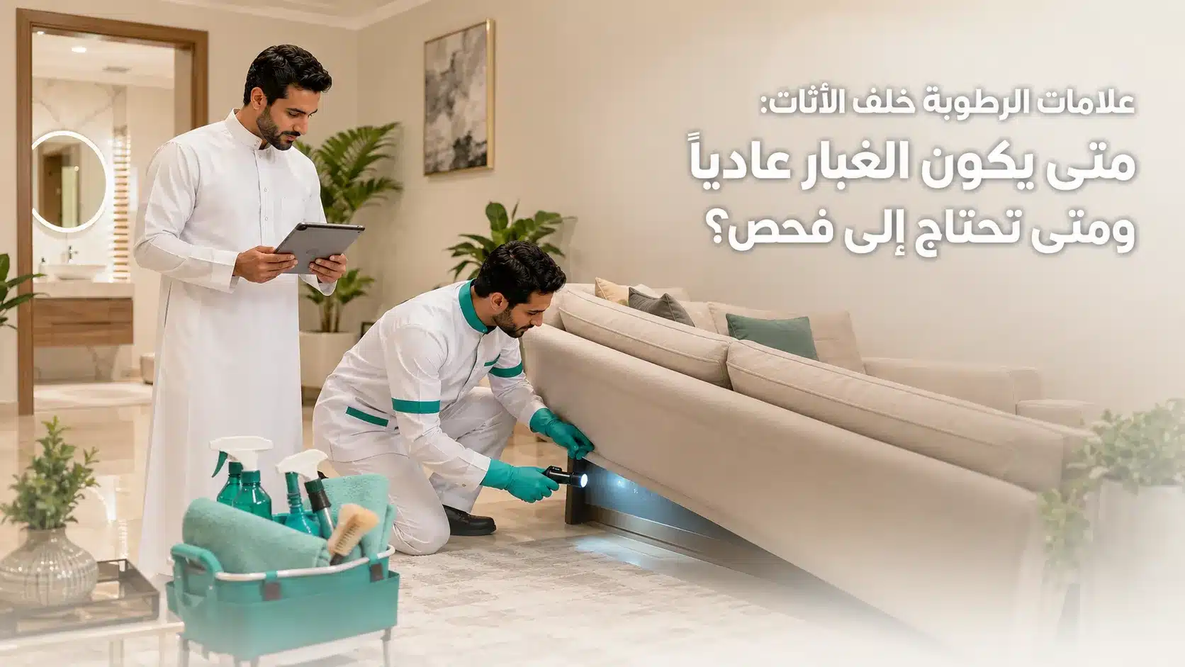 علامات الرطوبة خلف الأثاث مثل البقع والرائحة المكتومة