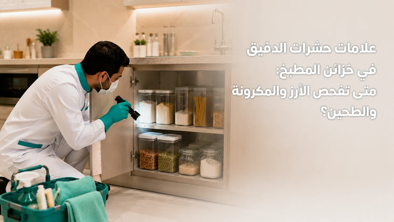 علامات حشرات الدقيق داخل الطحين والأرز وخزائن المطبخ