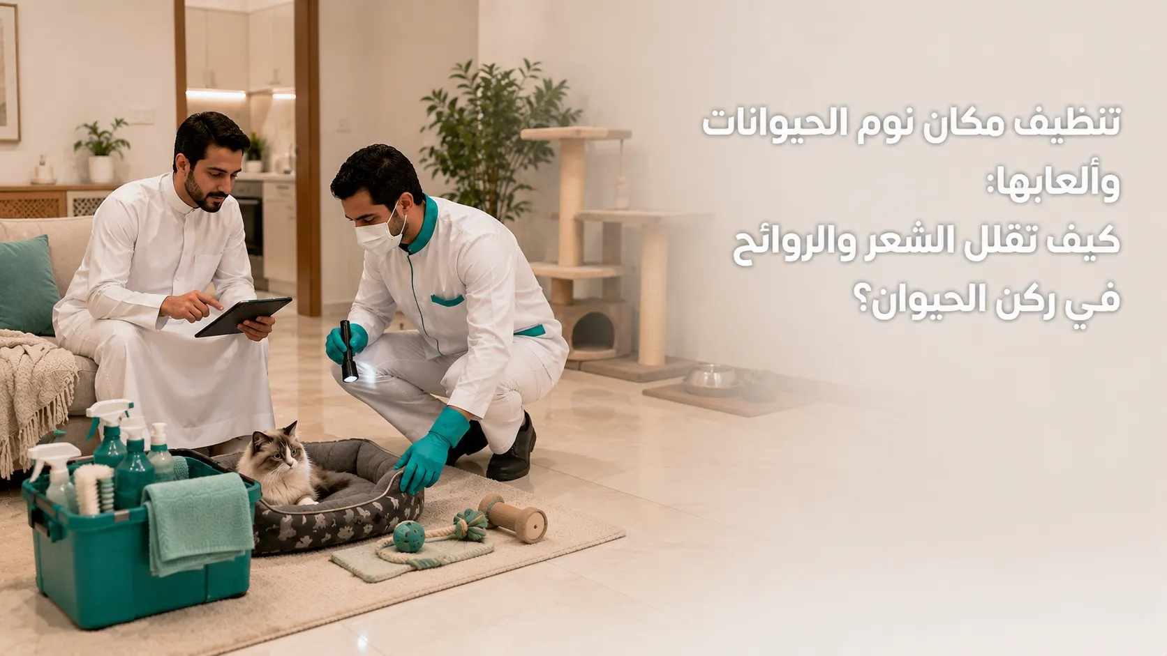 تنظيف مكان نوم الحيوانات وألعابها من الشعر والروائح