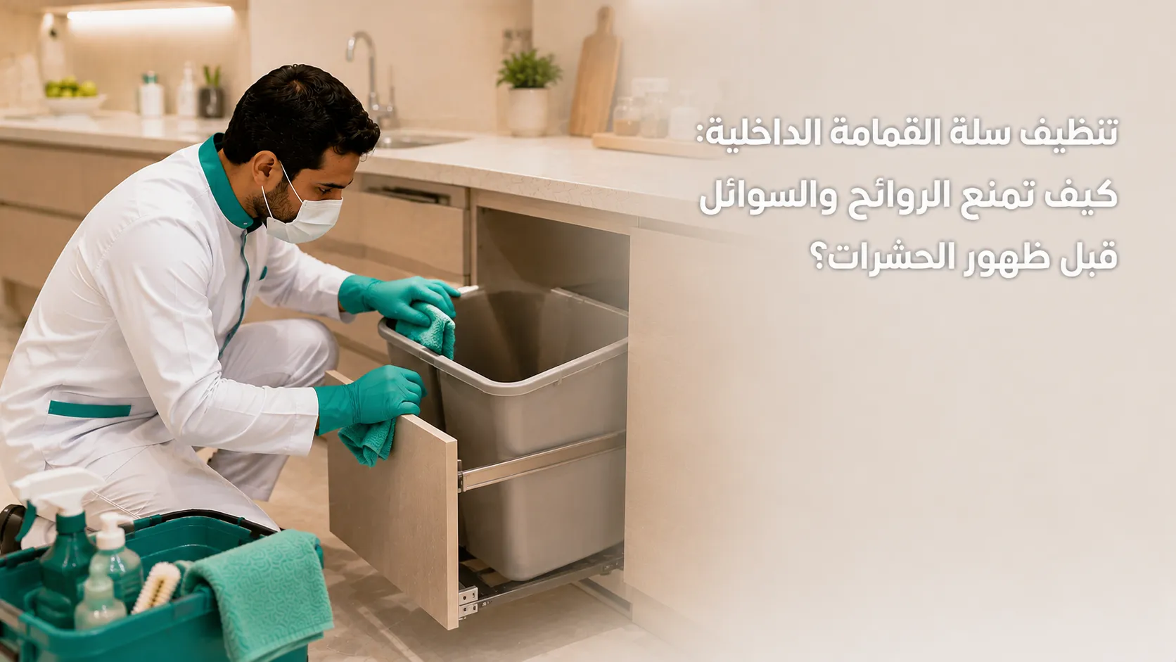 تنظيف سلة القمامة الداخلية من السوائل والروائح