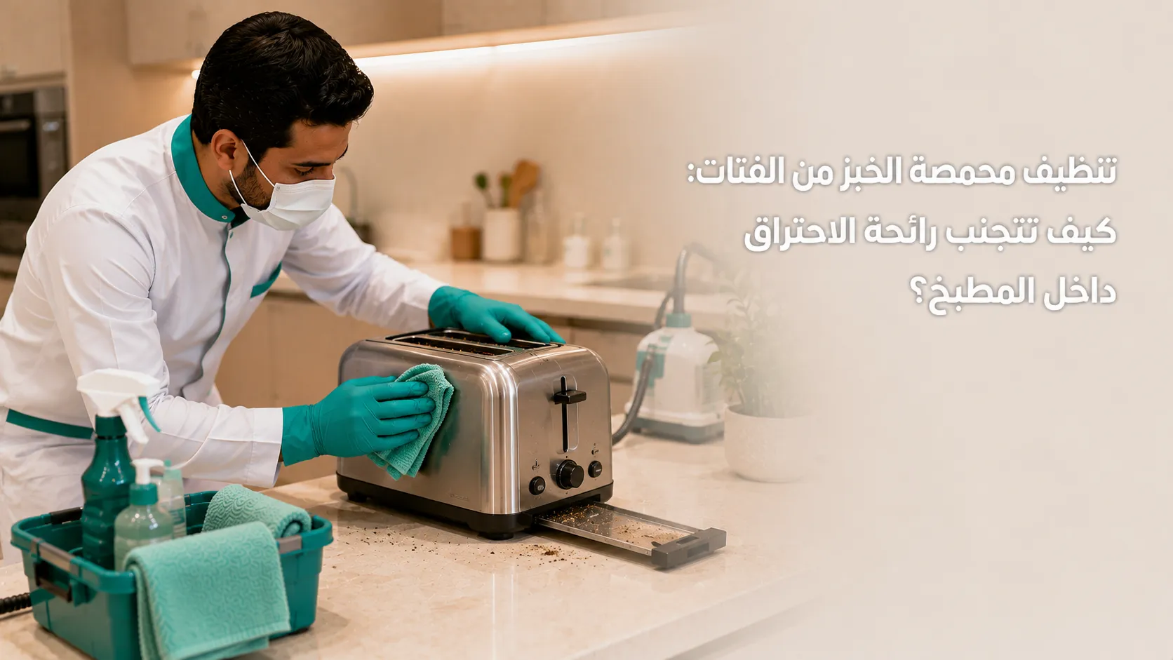 تنظيف محمصة الخبز من الفتات وصينية التجميع