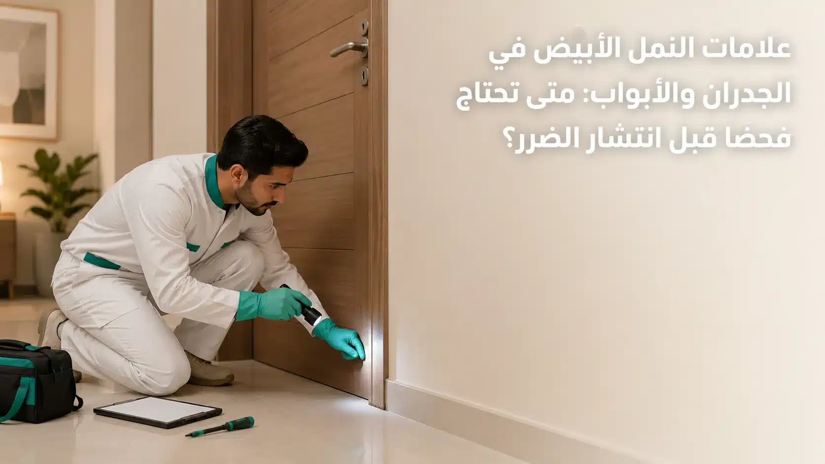 علامات النمل الأبيض في الجدران والأبواب والخشب داخل المنزل