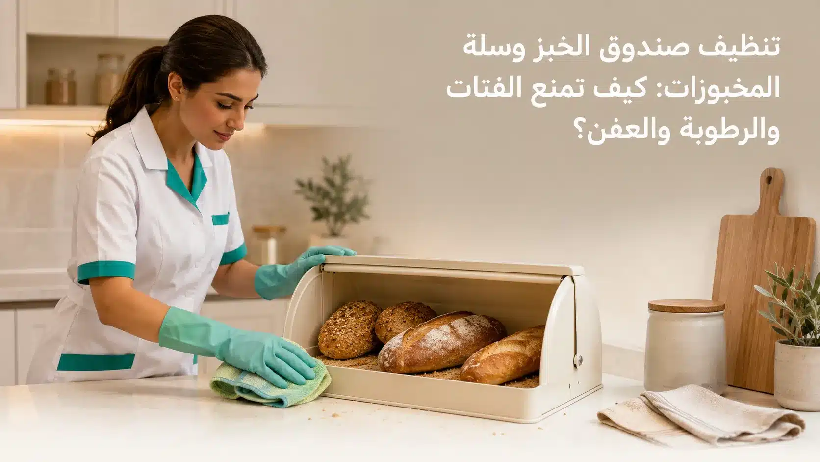 تنظيف صندوق الخبز وسلة المخبوزات من الفتات والرطوبة