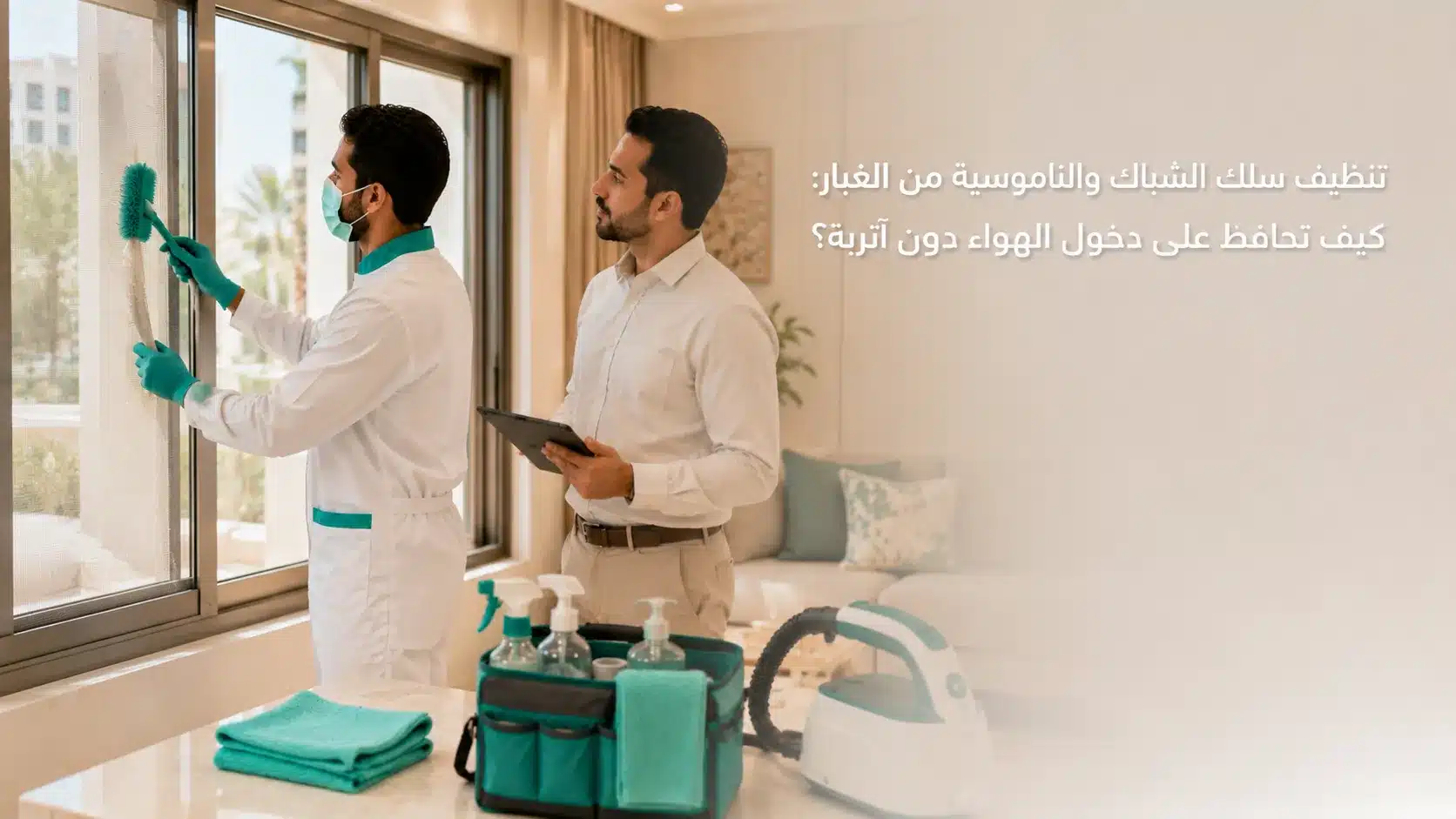 تنظيف سلك الشباك والناموسية من الغبار بفرشاة ناعمة