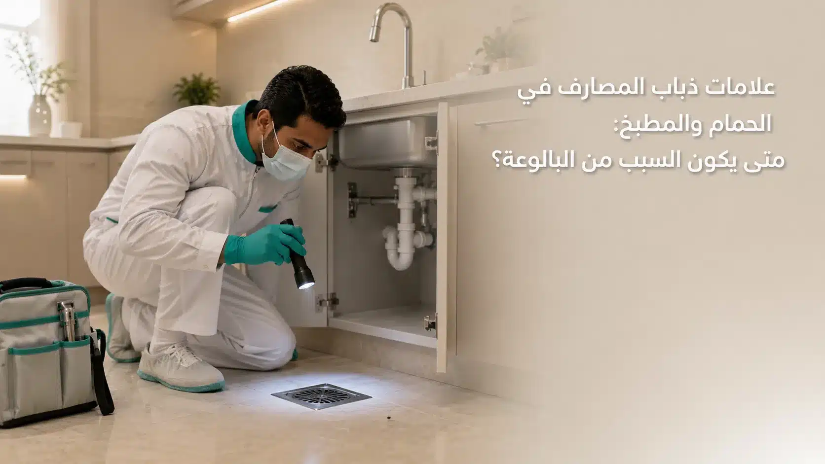 علامات ذباب المصارف قرب الحوض والبالوعة في الحمام والمطبخ