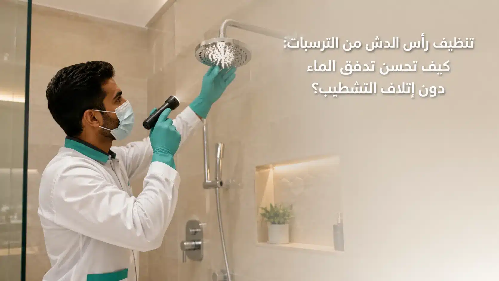تنظيف رأس الدش من الترسبات لتحسين تدفق الماء