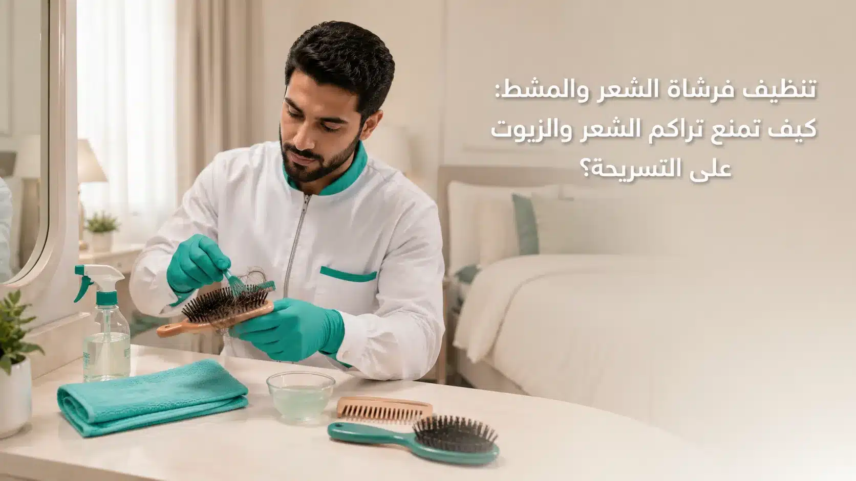 تنظيف فرشاة الشعر والمشط من الشعر والزيوت وبقايا المنتجات