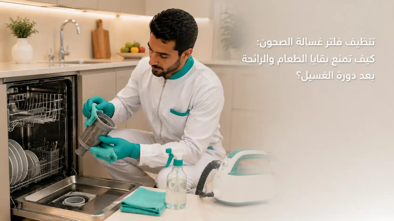تنظيف فلتر غسالة الصحون من بقايا الطعام والرواسب