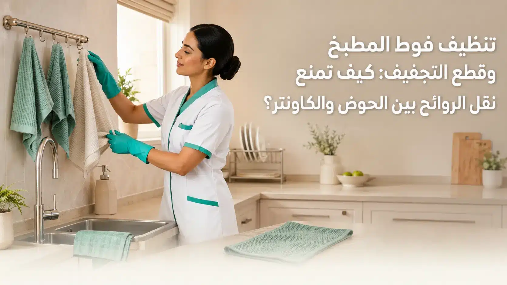 تنظيف فوط المطبخ وقطع التجفيف من الروائح وبقايا الطعام