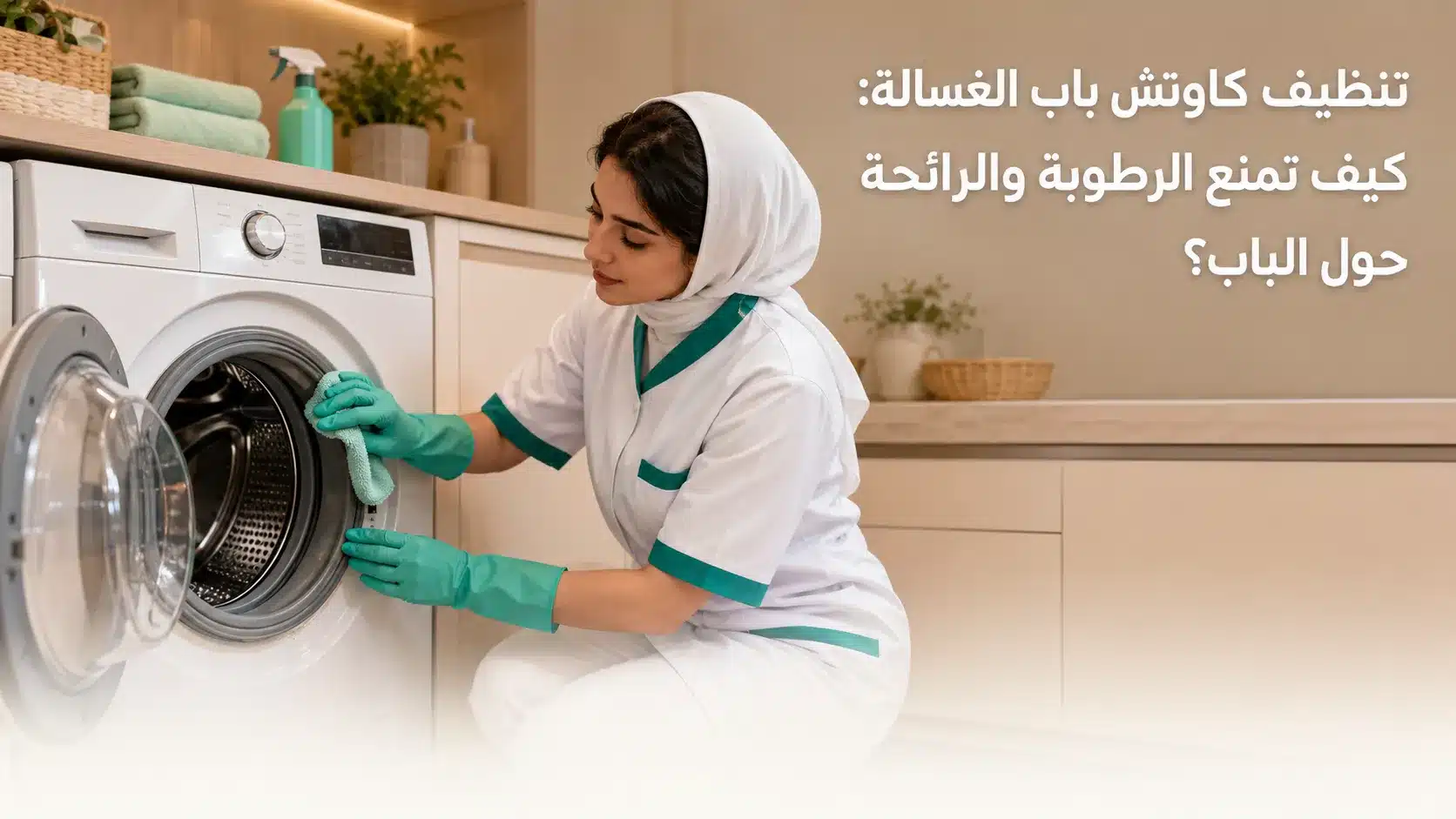 تنظيف كاوتش باب الغسالة من الرطوبة وبقايا المنظف حول الباب
