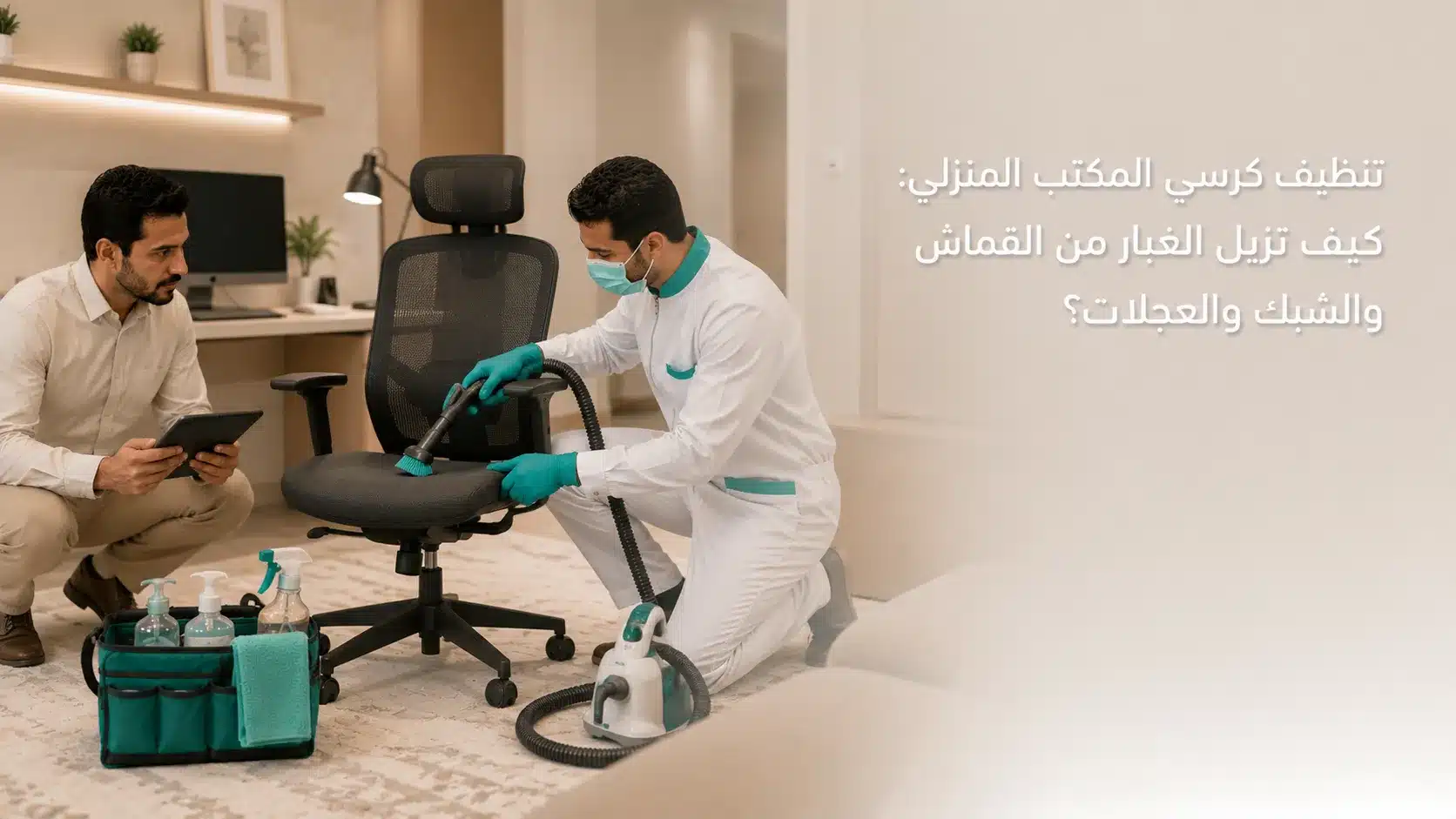 تنظيف كرسي المكتب المنزلي من الغبار والشعر والعجلات
