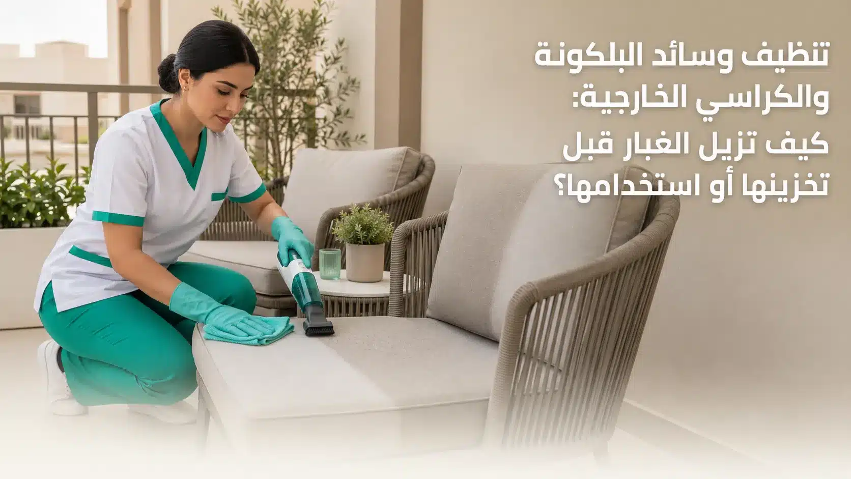 تنظيف وسائد البلكونة والكراسي الخارجية من الغبار والبقع