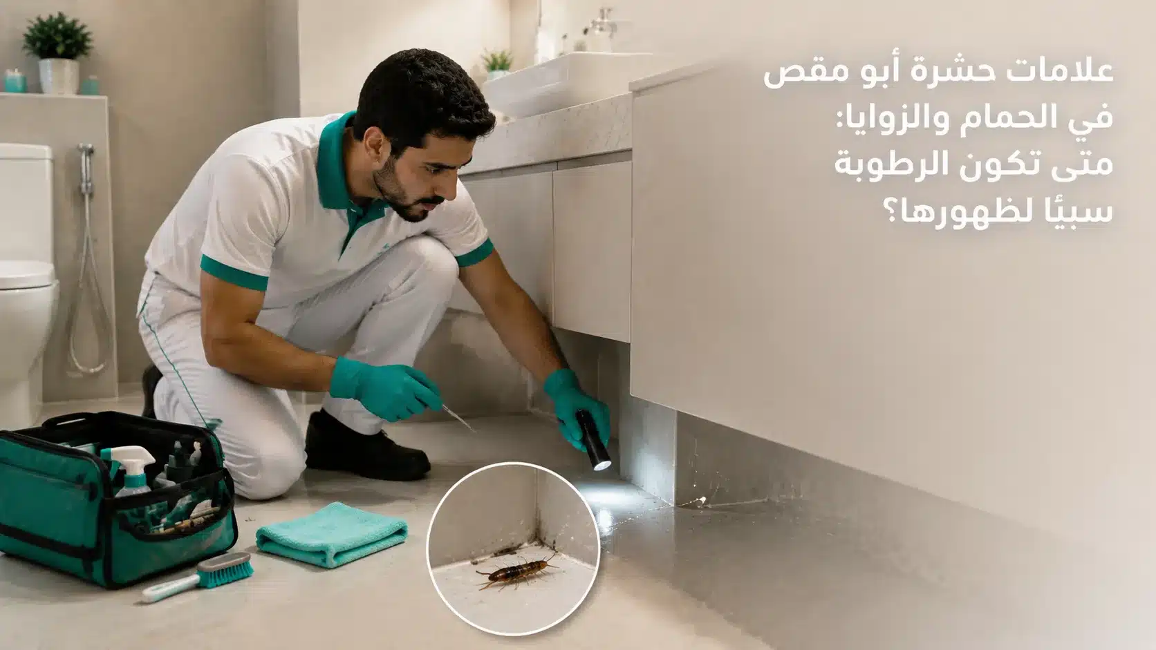 علامات حشرة أبو مقص في الحمام والزوايا القريبة من الرطوبة
