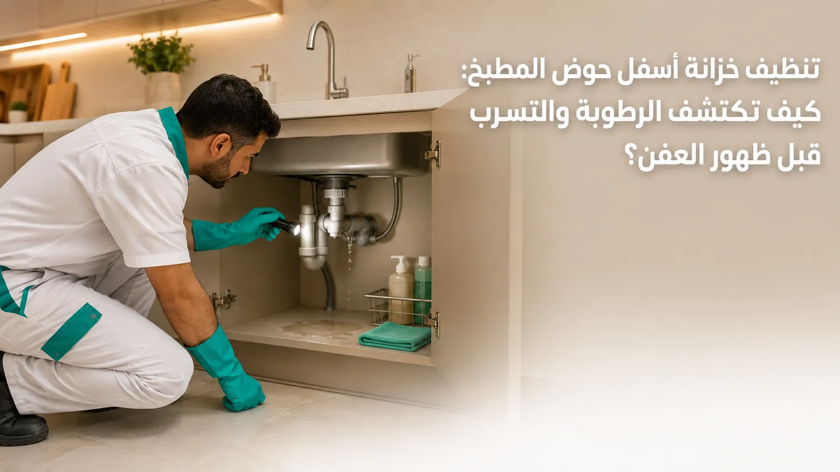 تنظيف خزانة أسفل حوض المطبخ