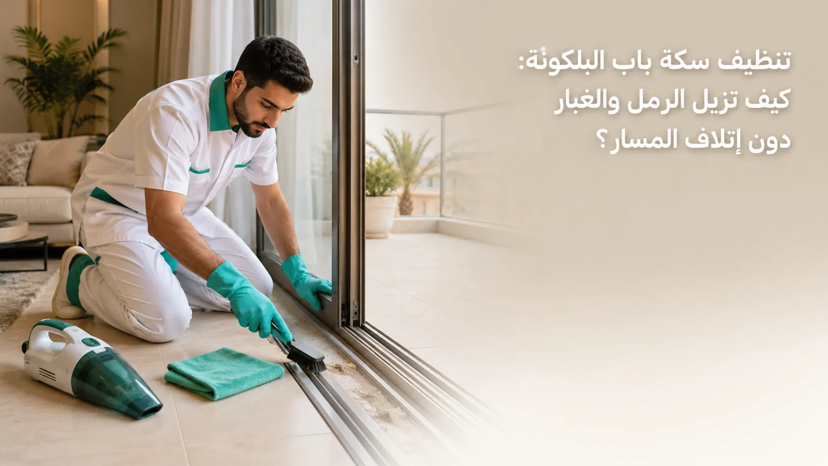 تنظيف سكة باب البلكونة