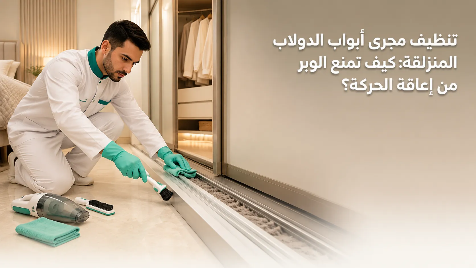 تنظيف مجرى الدولاب المنزلقة